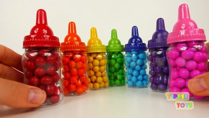 Learn Colors with Surprise Toys and Candy Inside Baby Bottles