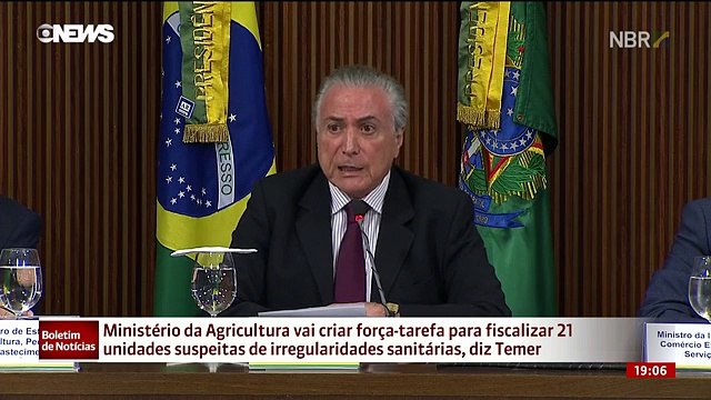 Temer faz pronunciamento sobre crise nos frigoríficos.