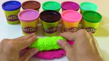 Fun Creative with Play Doh Cars and Smiley Face Cat Cookie Cutters Learn Colors