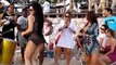 Hot Brazilian girl dancing sexy samba on the beach HD