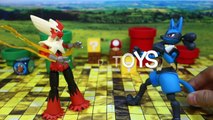 Pokemon Toy Lucario by SH Figuarts With Mega Blaziken, Ash and Serena-c_W-o