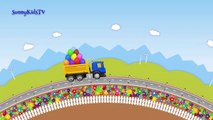 Trucks for kids. Dump Truck. Surprise Eggs. Learn Fruits. Video for children.-MV6I1