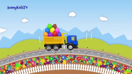 Trucks for kids. Dump Truck. Surprise Eggs. Learn Fruits. Video for children.-MV6I1VN
