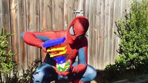 Spiderman and Spidergirl Bubble Gum Poo Prank Fun - Superhero Movie In Real Life!-ELSmI1G