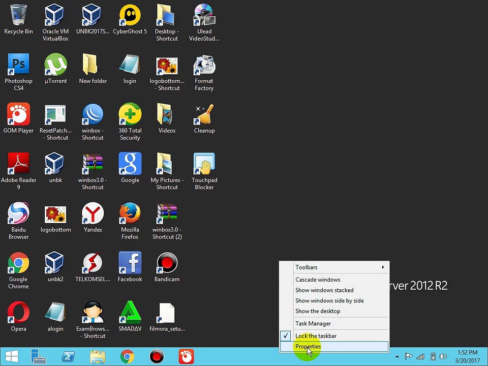 Cara menyembunyikan taskbar star menu