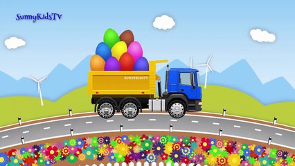 Trucks cartoon for children Learn fruits Surprise eggs Compilation videos for kids-UU