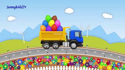 Trucks for kids. Dump Truck. Surprise Eggs. Learn Fruits. Video for children.-MV6I1VNd