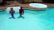 Frozen Elsa's POOL UNICORN! w_ Spiderman Pink Spidergirl Joker Princess Anna Batman Superhero Fun-5pVzY