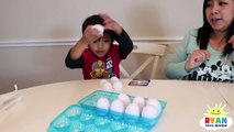 EGGED ON Egg Roulette Challenge Family Fun Game for Kids! Gross Messy Real Food Eggs Surprise Toys-wN6D