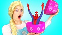 Spiderman, Elsa & Anna & Pink Spidergirl! Surprise Egg Hunt! Superheroes in Real Life :)