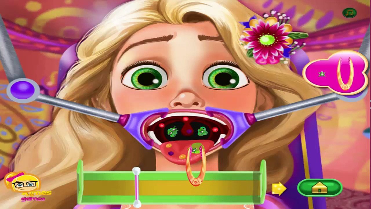 Дисней принцесс замороженный Эльза Анна снег белый и Рапунцель горло доктор игра для Дети