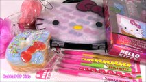 Hello Kitty Bonanza! Lip Gloss Eyeshadow Sparkle CASE! Nail Polish Bag Pens Sponge! Silly