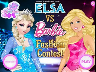Princess Elsa vs Barbie Fashion Contest Dress Up Games for Girls