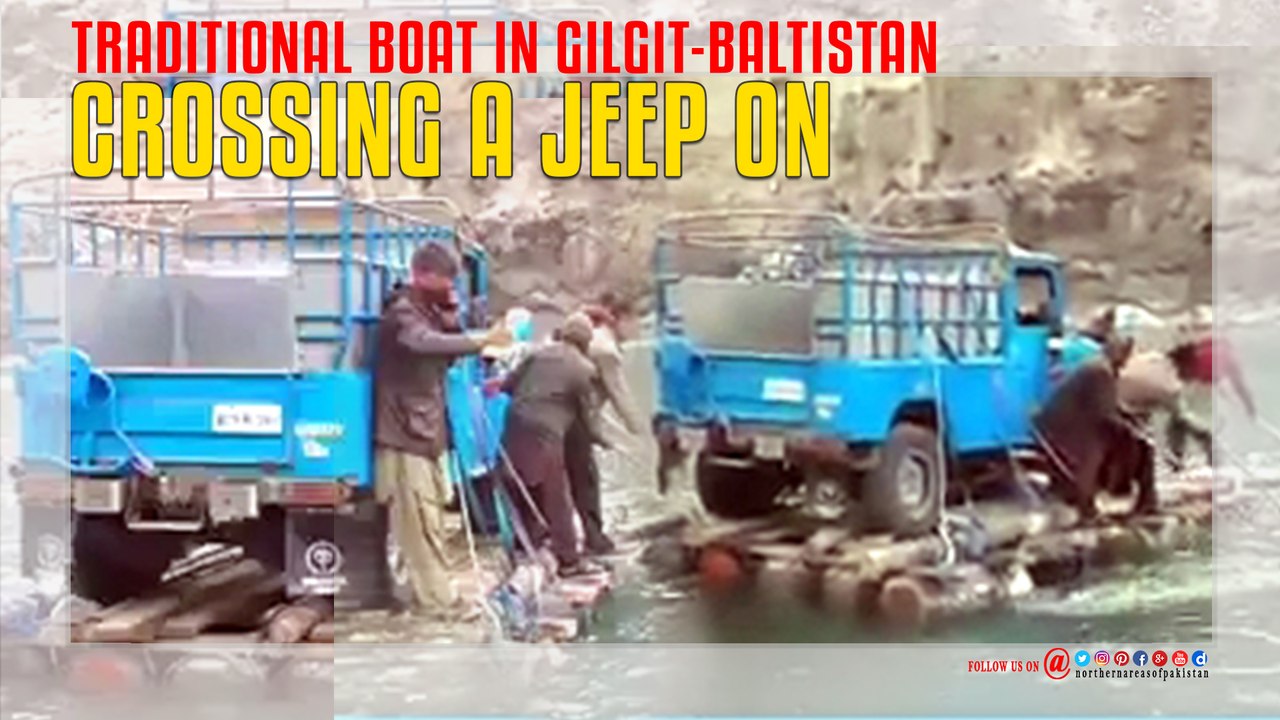 Crossing A Jeep on Traditional Boat In Gilgit-Baltistan