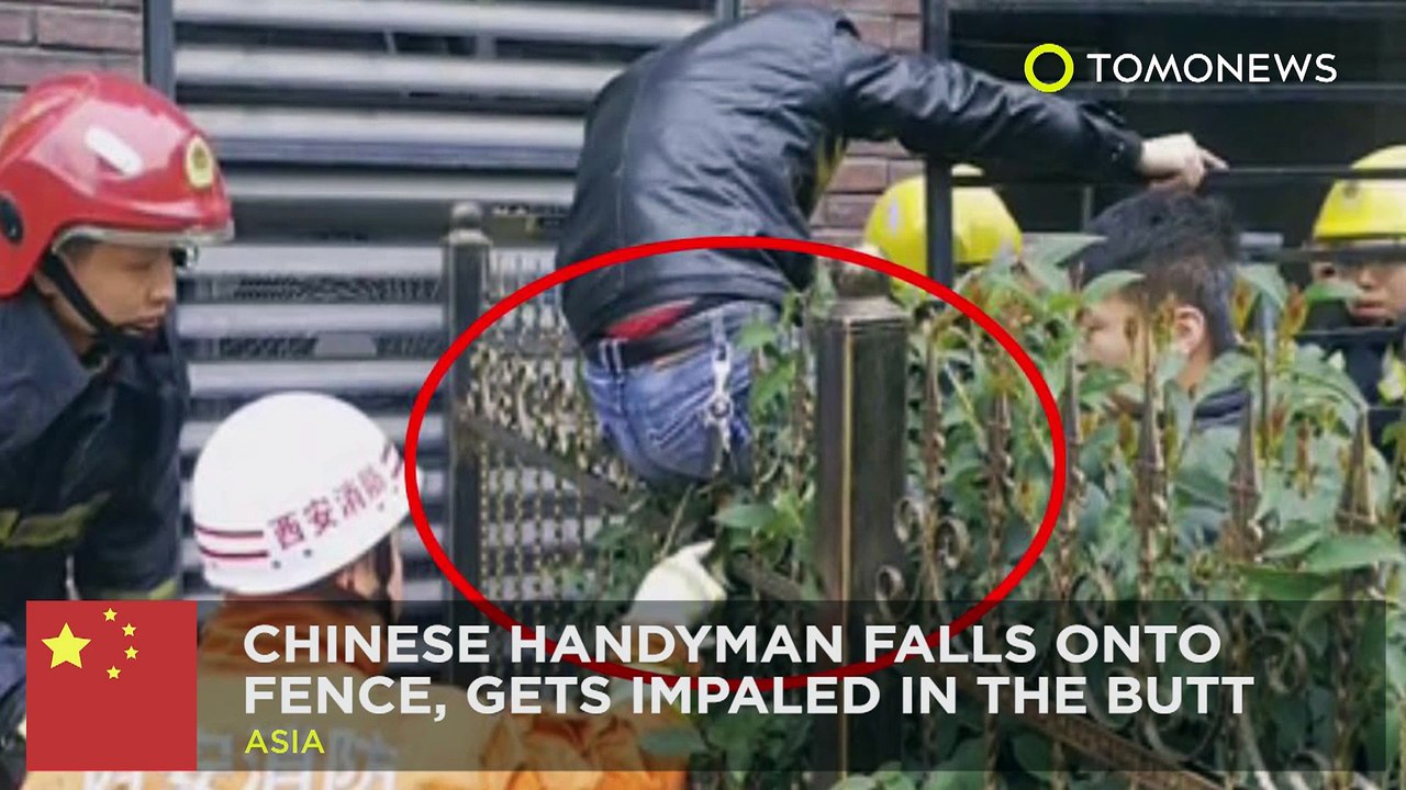 Chinese man impaled in butt by metal spikes after nasty fall