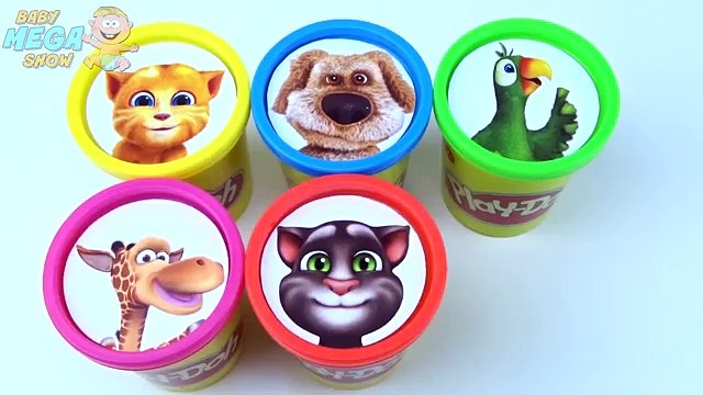 Play Doh Clay Talking Angela Lollipop Surprise Toys Learn Colors Talking Tom and Friends C