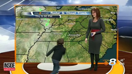 Cette météorologiste explose de rire interrompue par un gamin en direct