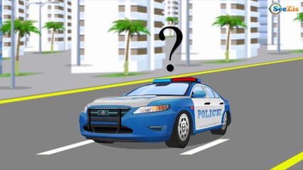 Carros infantiles - Coche de Policía, Camión de Bomberos - Coches para niños. Caricatura de carros