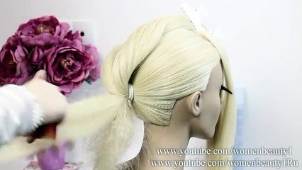 Elegant Bun Hairstyle for long hair. Wedding prom updo.