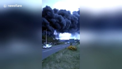 Huge fire at astroturf factory in Cumbria, UK