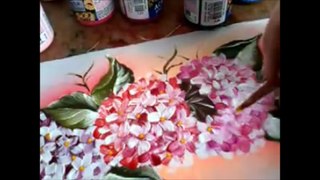 How to paint very easy hydrangeas and leaves too/como pintar hortencias