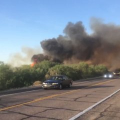 Brush Fire Burns Along Bush Highway Near Mesa