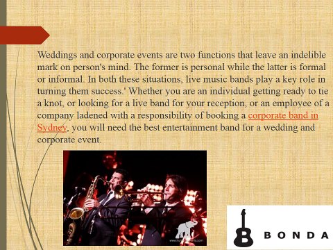 Sydney's Best Entertainment Band for Weddings and Corporate Events