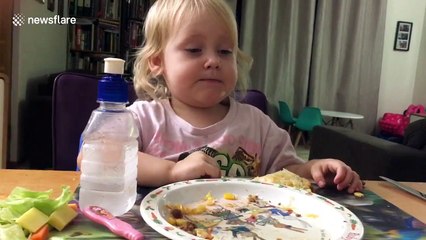 Baby falls asleep while eating pastie
