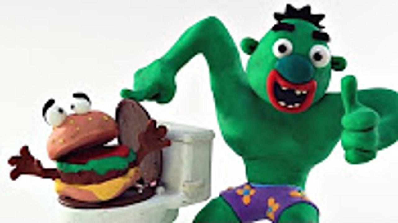 Hulk Hamburger Battle! Play Doh Food Fight Superheroes in Real Life Animations
