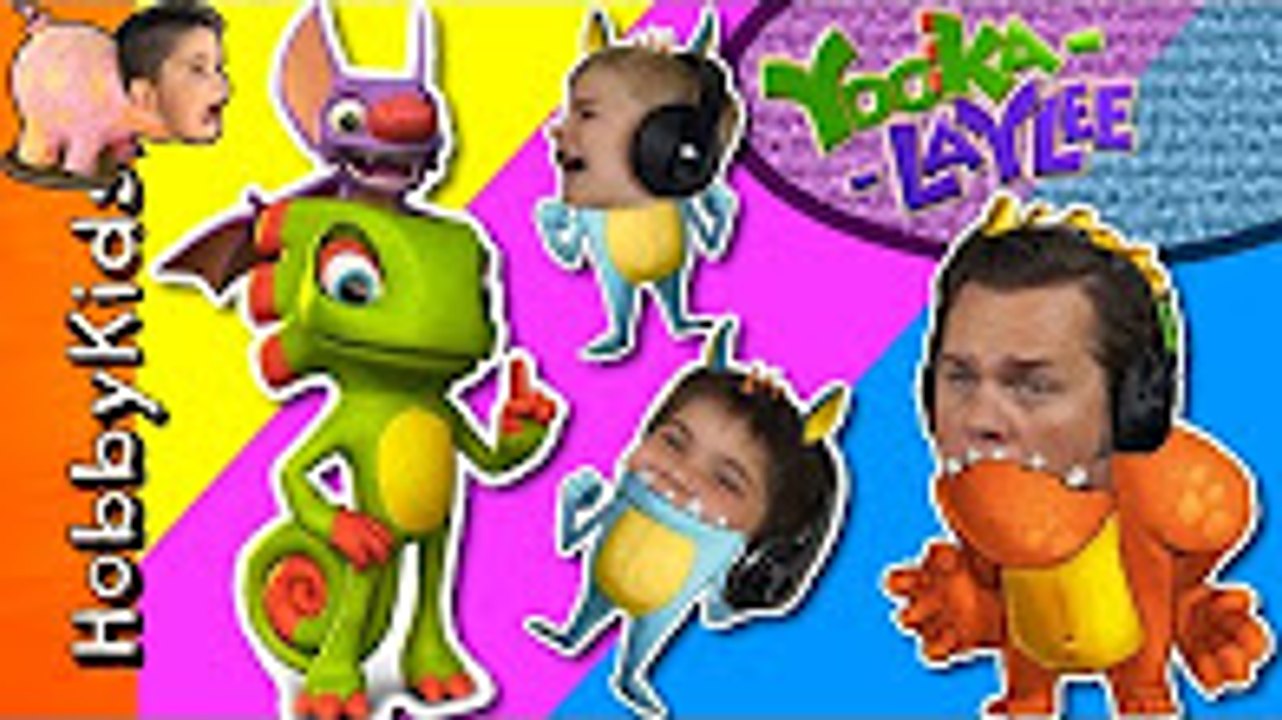 NEW Yooka-Laylee Video Game! HobbyPig Plays Bat + Chameleon. Family Fun Skit HobbyKidsTV