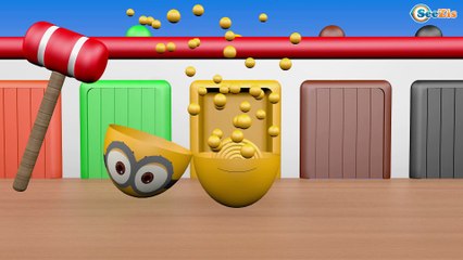 Surprise Eggs Nursery Rhymes Toys | Hammer 3D - Games | Learn Colours & Eggs Garage
