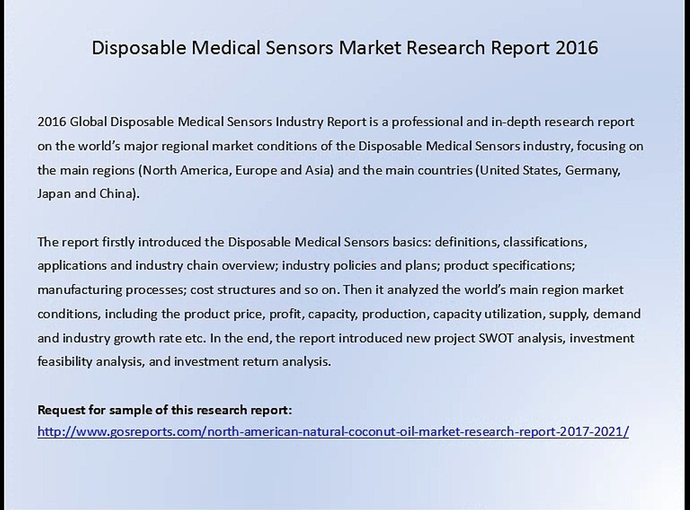 Disposable Medical Sensors Market Research Report 2016