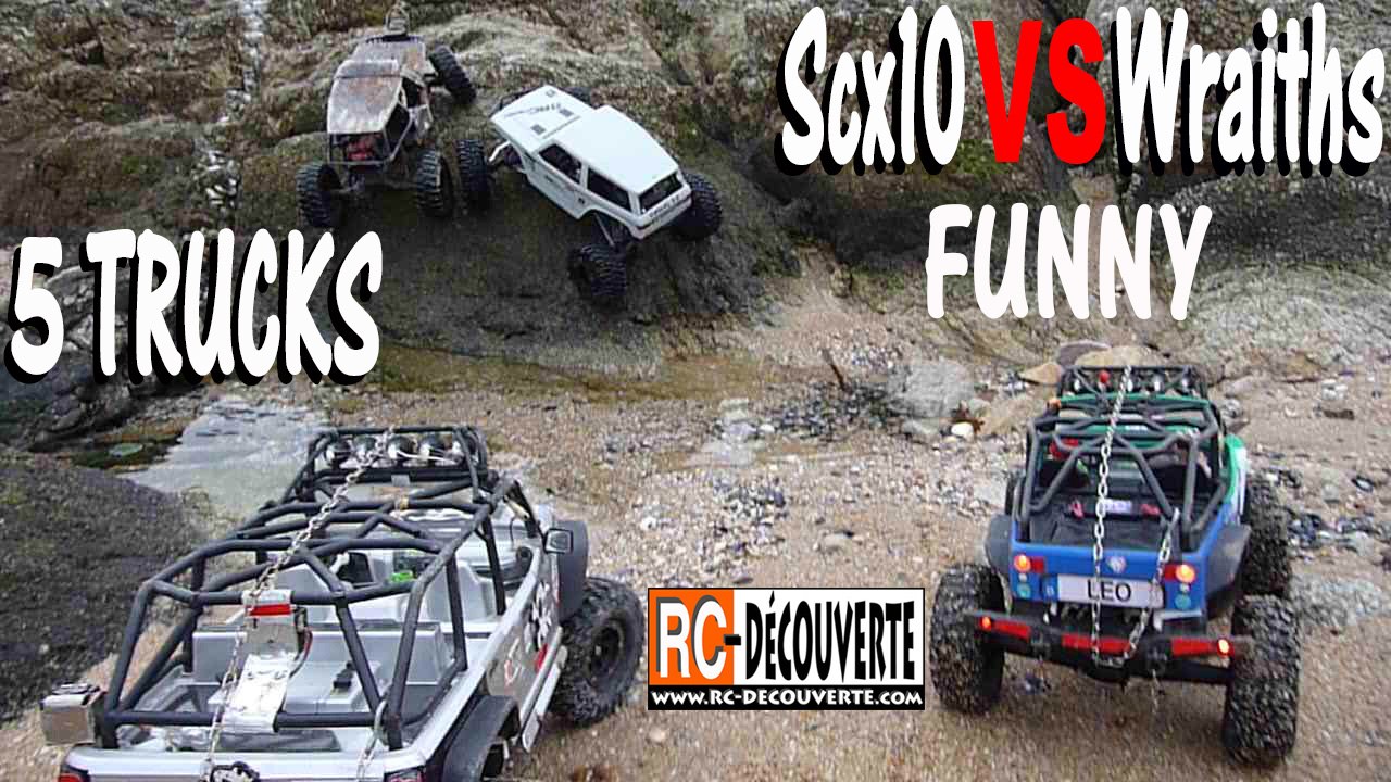 Franchissement 4x4 sur Rochers Plage Batz sur Mer : Scx10 VS Wraiths