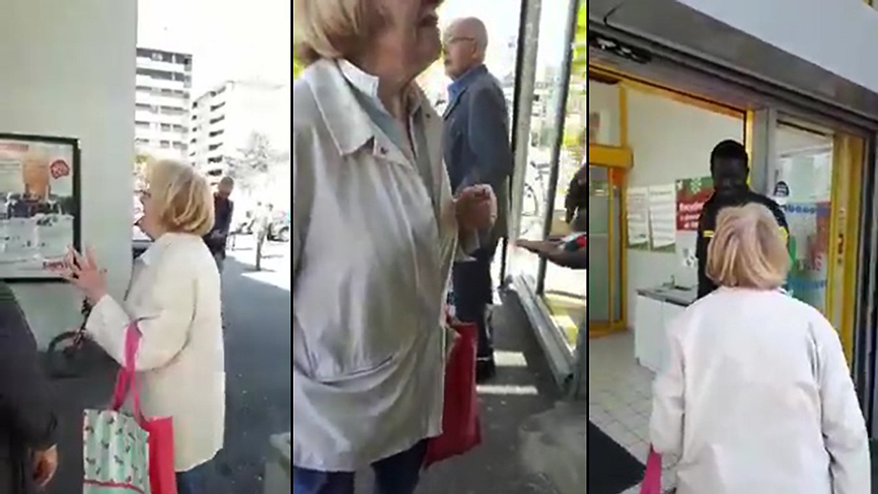 Une vieille dame raciste s'énerve contre un vigile noir