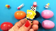 Learn Patterns and Opening 12 Colours Surprise Eggs with Spongebob, Hello Kitty, Disney Fr