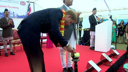Prince Harry receives colourful welcome at Nepalese embassy
