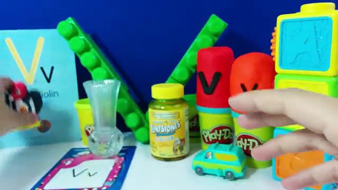 Learns English ABC The Letter V Surprise Eggs V is for Vitamins Van Vulture Vase
