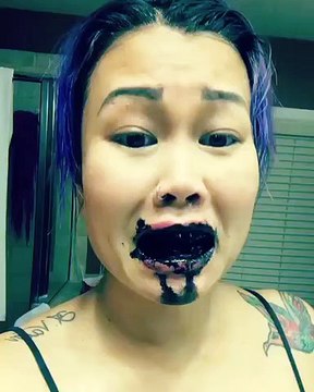 Lovely Mimi bit a black eggplant! Looks like she ate an Octopus full of ink pens! Love and Hip Hop Atlanta Season 6 star