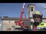 Fogliano di Cascia (PG) - Terremoto, messa in sicurezza campanile Sant'Ippolito (20.03.17)