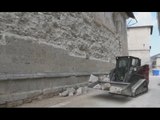 Norcia (PG) - Terremoto, rimozione pietre murarie chiesa S.Maria Argentea (17.03.17)