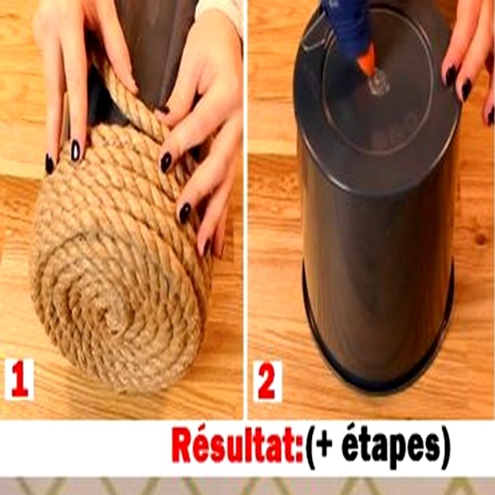 Réaliser une corbeille à papier en corde