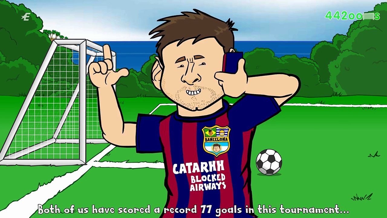 MESSI rings RONALDO for ADVICE before the Champions League Final Parody Cartoon