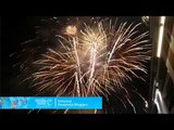 Oksana Masters: Fire works after the medal ceremony at the Rosa Khutor Alpine Centre