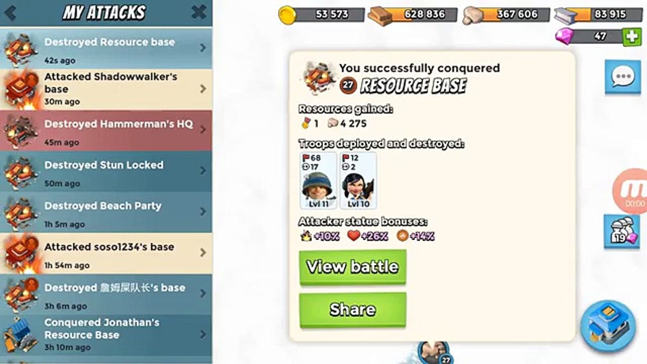 Best Way to Get Resources for Mid to Low Level Players! (Boom Beach Tips and Tricks!)