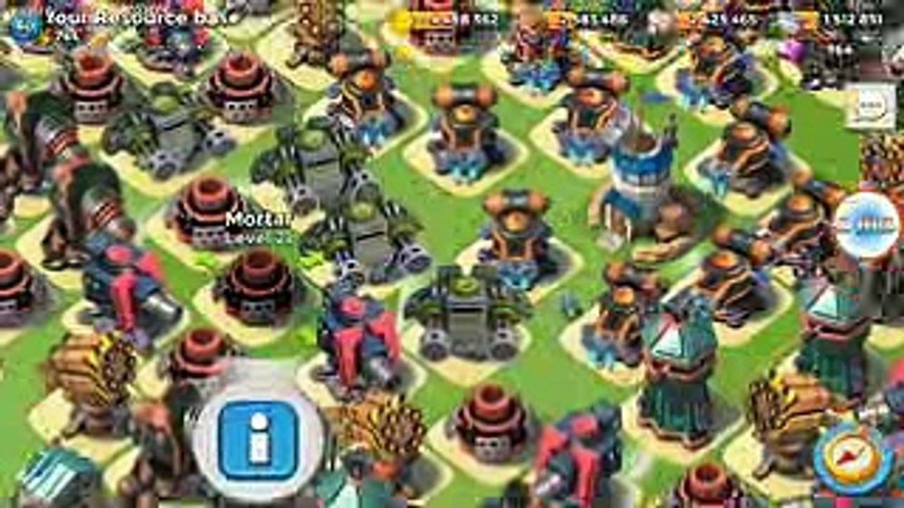 Boom Beach : Resource Base 27 Stone Ice 5 Rocket Launchers : Player Level 24