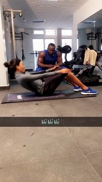 Ndeye Astou Sall (Miss Sénégal) et Modou Lo en toute complicité à la salle de gym