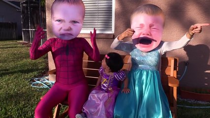 Catbaby Becomes Police Baby w  Frozen Elsa, Princess rapunzel, Snow White