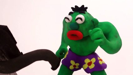 Hulk Hamburger Battle! Play Doh Food Fight Superheroes in Real