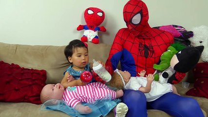 Spiderman, Frozen Elsa & A lot of babies w  Rapunzel Baby, Police, Baby Police