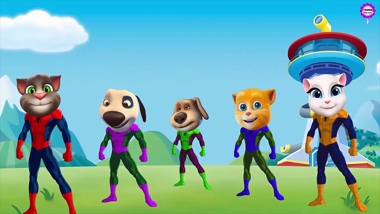 Talking Tom Transforms Into Spiderman - Tom as Spiderman Finger Family Nursery Rhymes Song